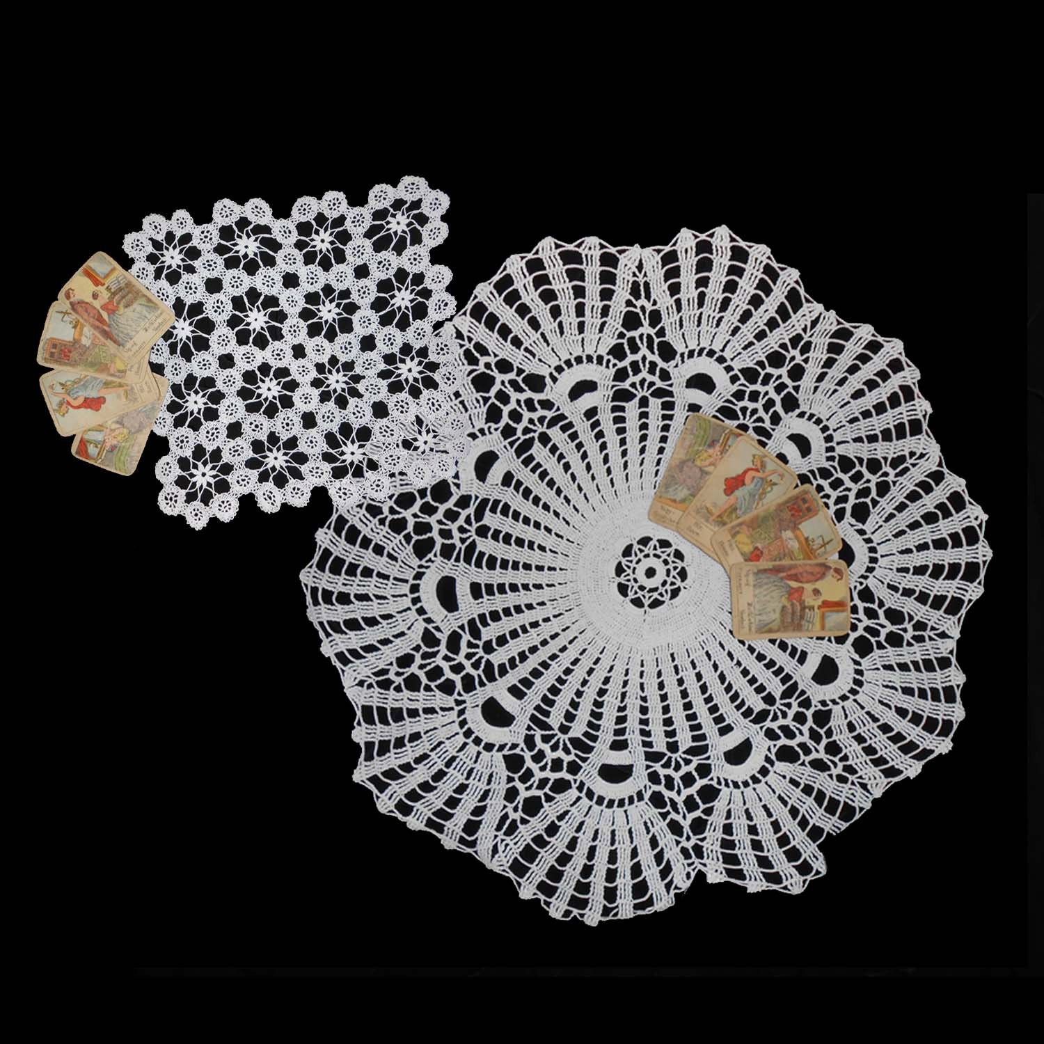 antique crochet doily instant collection 4 pcs shabby chic white decor wall-art