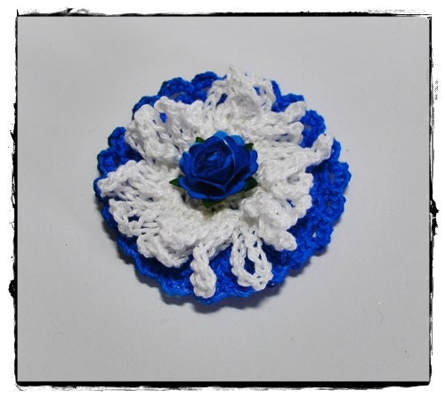 Bright blue crochet flower embellishment