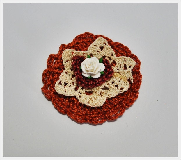 Honey brown floral embellishment