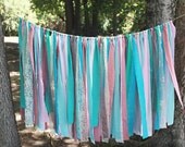 Fabric Banner - Shabby Chic Rag Garland, Photo Prop, Party Decor