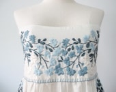 Embroidered Mexican Sundress Natural Cotton Strapless with Lining