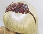 Bridal Fascinator/Headband In Purple, Wedding Accessory, Hair Piece, Bridal Headpiece, Cocktail Fascinator, Bridesmaid- Miss Sparkle