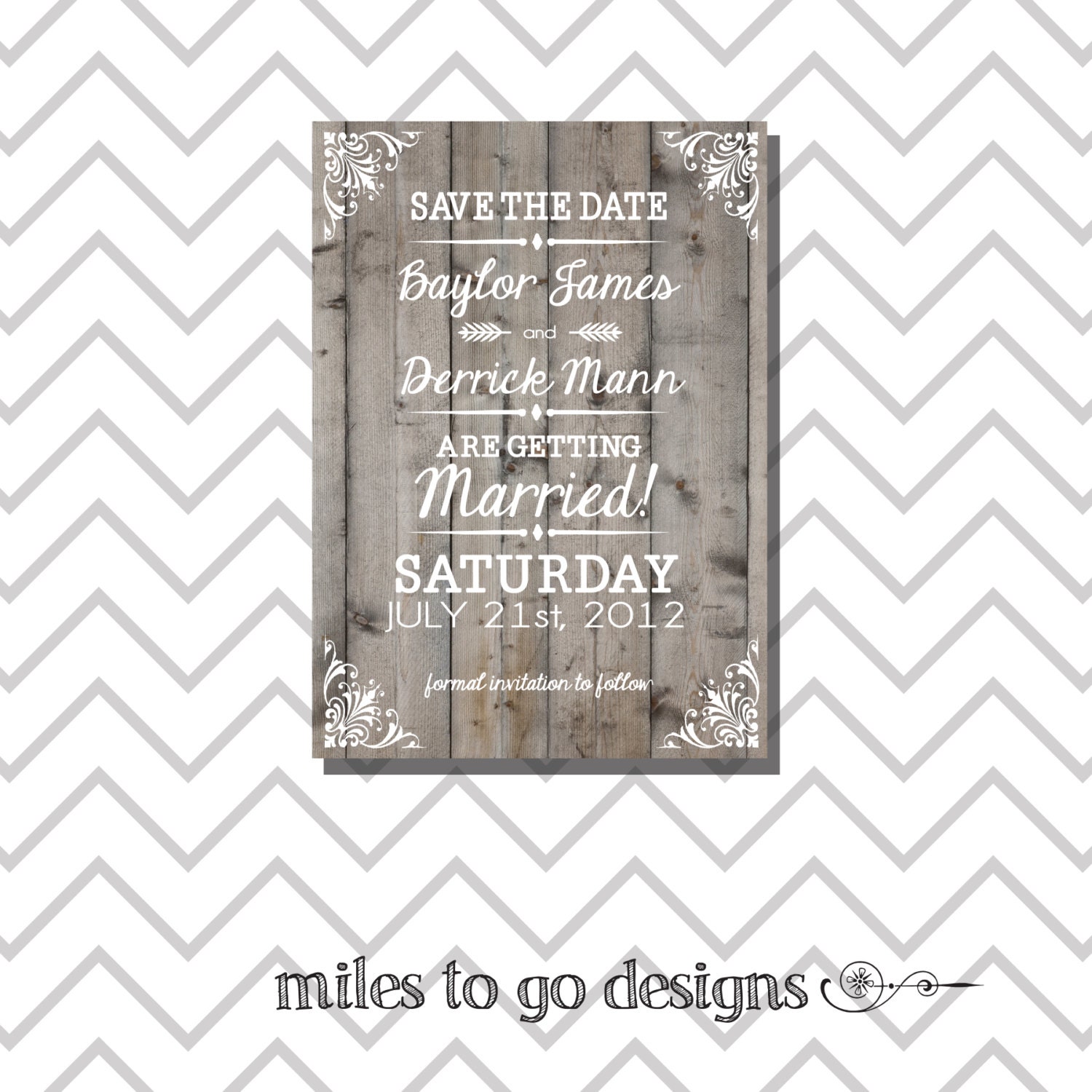 SALE - DIY Printable Wedding Save the Date Only: PDF- Modern Rustic - The Baylor