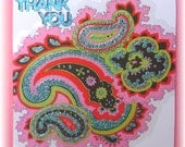 Handmade Glitter Paisley Thank You Card