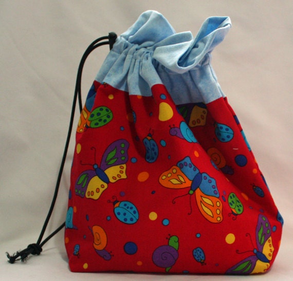 Butterflies and ladybirds sock project bag