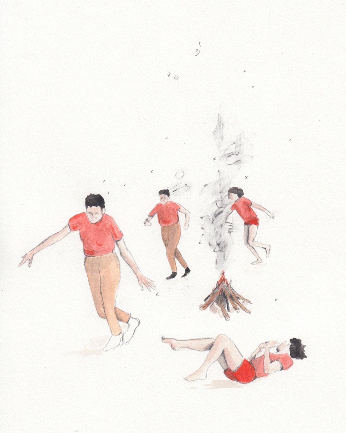 In the Month of May, print of watercolour drawing