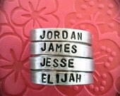 Adjustable Ring, Aluminum, mom ring, handstamped ring,  mother's day ring, birthdates, swirl ring