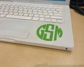 Monogram Computer laptop monogram decal Vinyl 2.5 inches you choose font and color