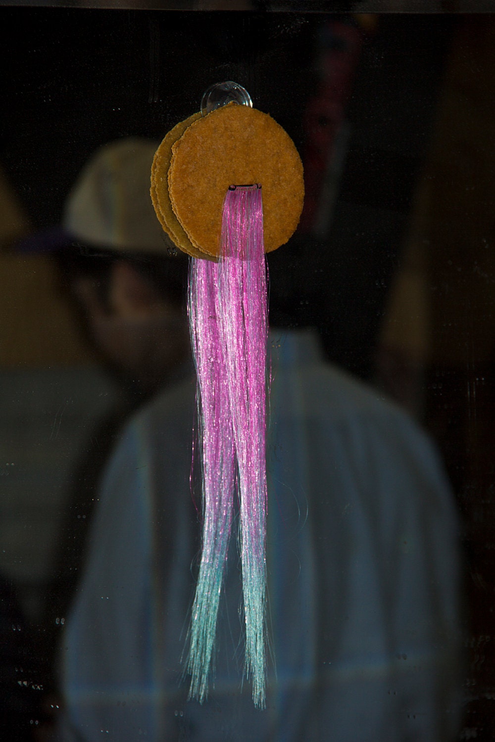 mirror SUCTION Cup CHICKEN patty with a little crazy tail made from a Hot Topic hair extension (Good Condition, 80%) Unique 1/1