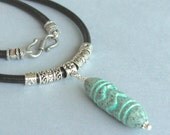 Boho Tibetan and GREEK LEATHER Men Necklace  - Unisex His or Hers Greek leather and greek Etched Barrel necklace - Wholesale Jewelry - Ref
