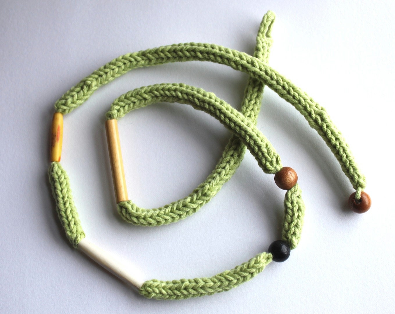 Beaded Soft Statement Necklace in Key Lime Pie