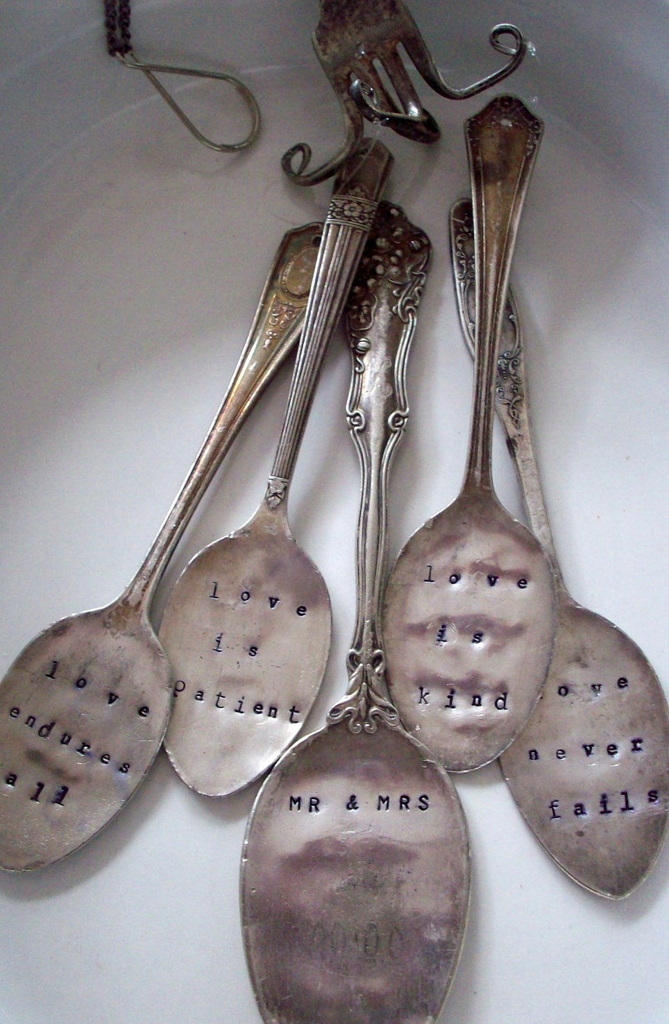 Similiar Wind Chimes Made With Spoons Keywords Vintage 5 Spoon Wind Chime Personalized With Your Words Custom Hand