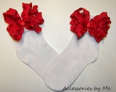 Girls Ruffle Bow White Socks Portrait Birthday Pageant Special Occasion