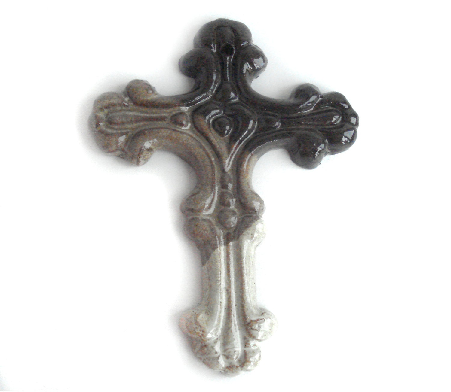 Pottery cross wall hanging: Ceramic Christian decor