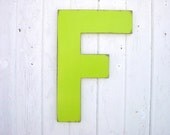Distressed Shabby chic Wooden Letters 18 inch F Chartreuse Personalized Initial Wall decor Wall Hanging Rustic Cabin Cottage