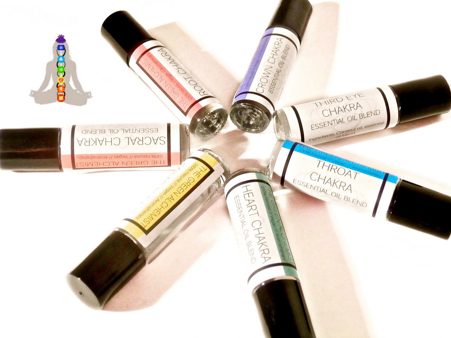 Chakra Oil Set Sample // Essential Oil Blend // Yoga & Meditation Oil // Vegan // 100% Natural // Set of 7 Sample Vials