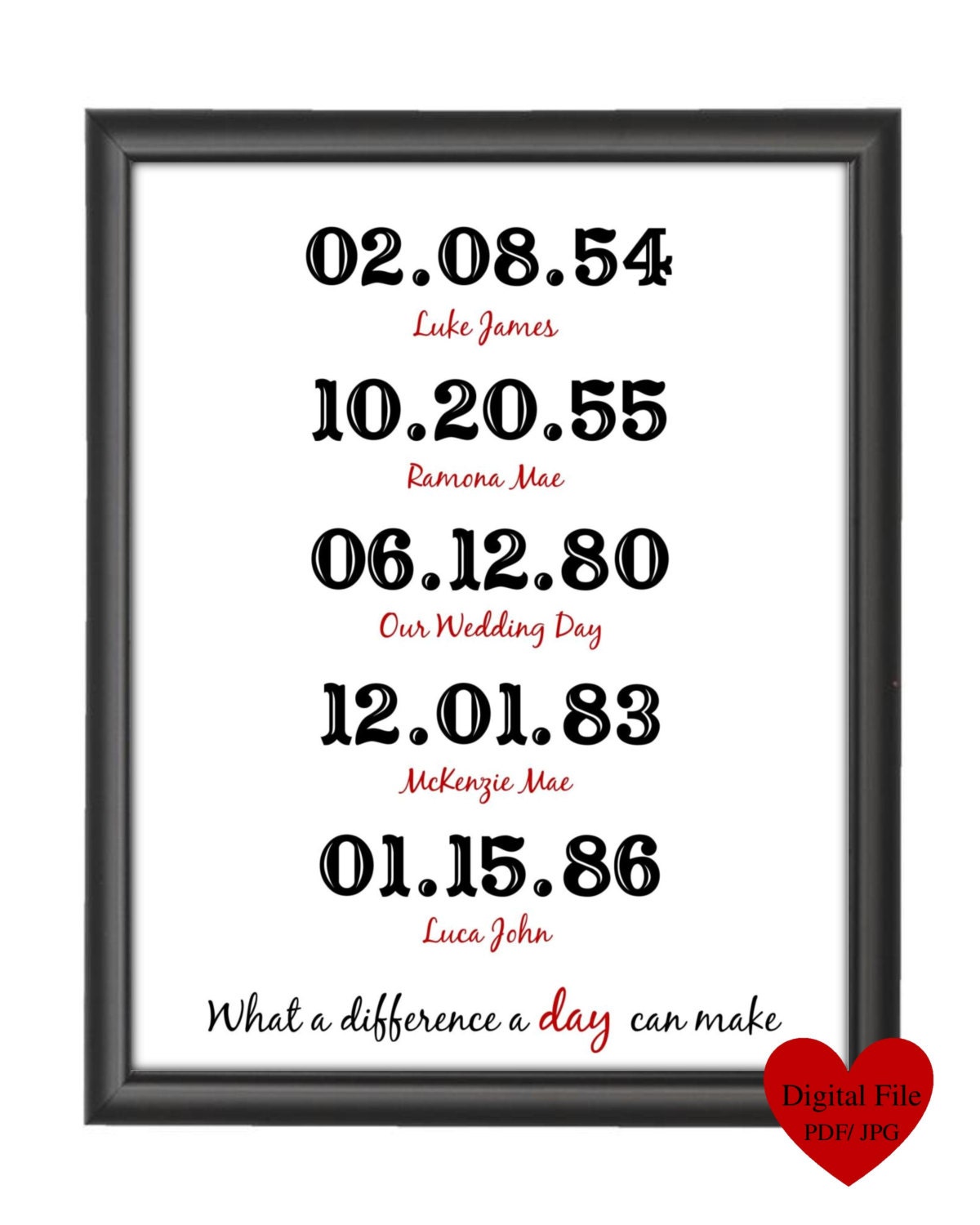 Printable (PDF) Chic Special Date Print. Can do any colors. No. 140 Il_170x135