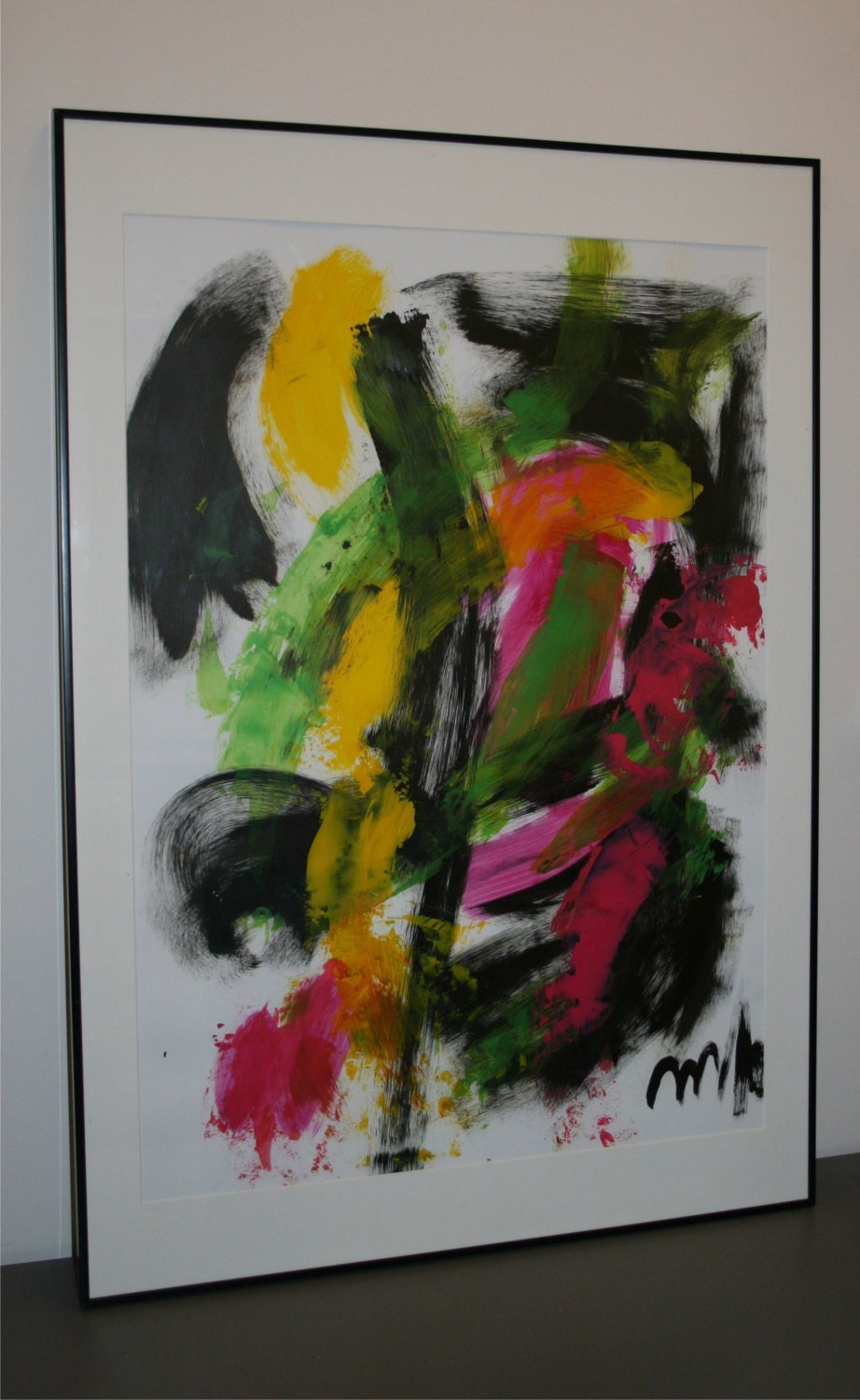 Original abstract expressionism acrylic painting on paper "Wind 005", large abstract art  24 x 33.9 inches