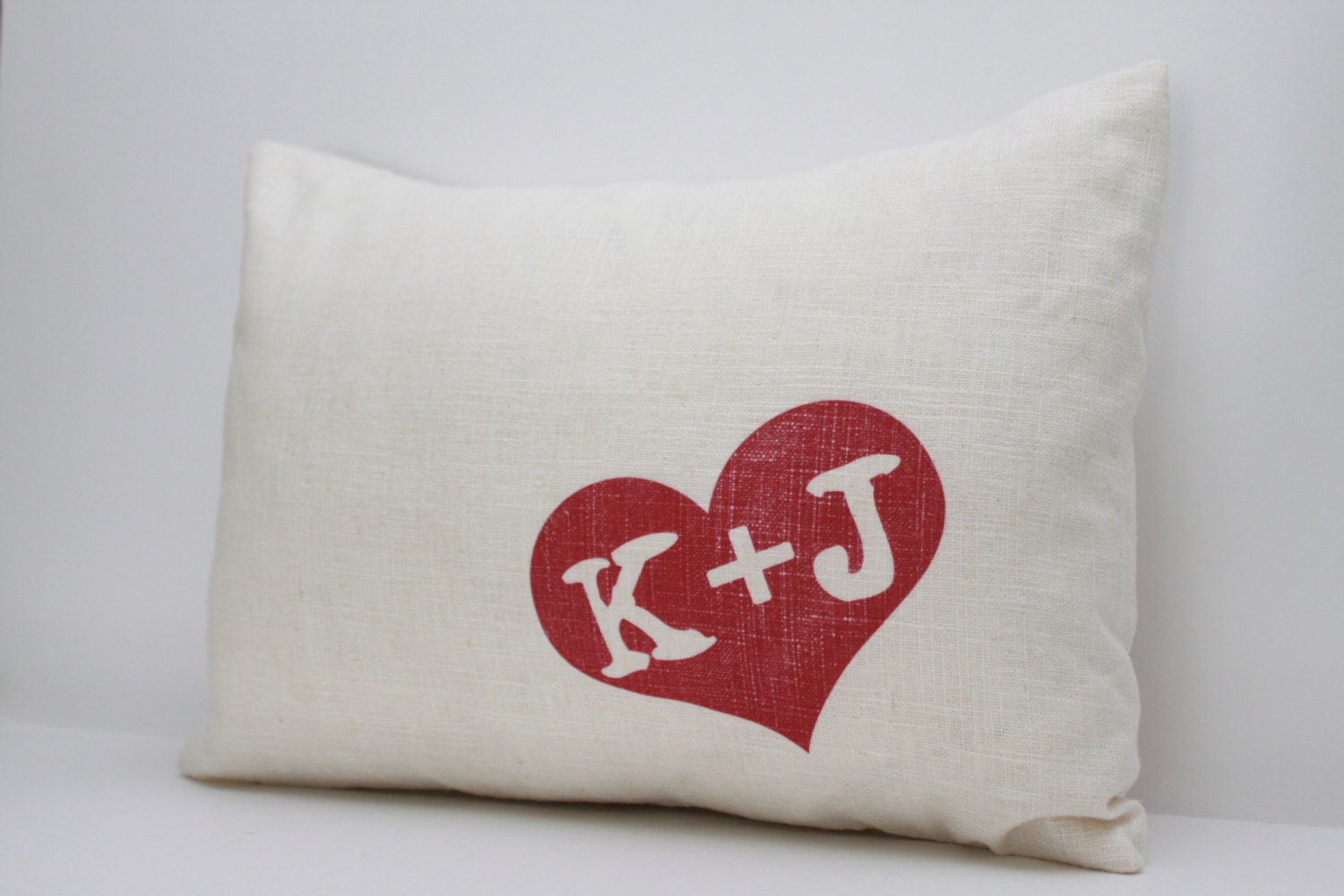 personalized pillow, valentine pillow, love pillow, initials pillow, newlywed gift, name pillow, heart pillow , "The K plus D"