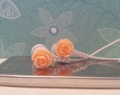 Sweet  Peach Rose Earbuds with Swarovski Crystals