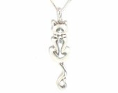 Sterling Silver Cat Pendant Necklace