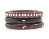 Brown Bangle Bracelets With Rhinestones