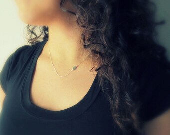 Teeny Tiny Sideways Hamsa Necklace, Sterling silver chain, Hamsa Jewelry, Tiny Hamsa, Tiny Hand, Sideways Hand, Evil Eye