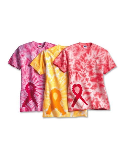 Tie-Dyed Awareness Ribbon T Shirt Relay For Life