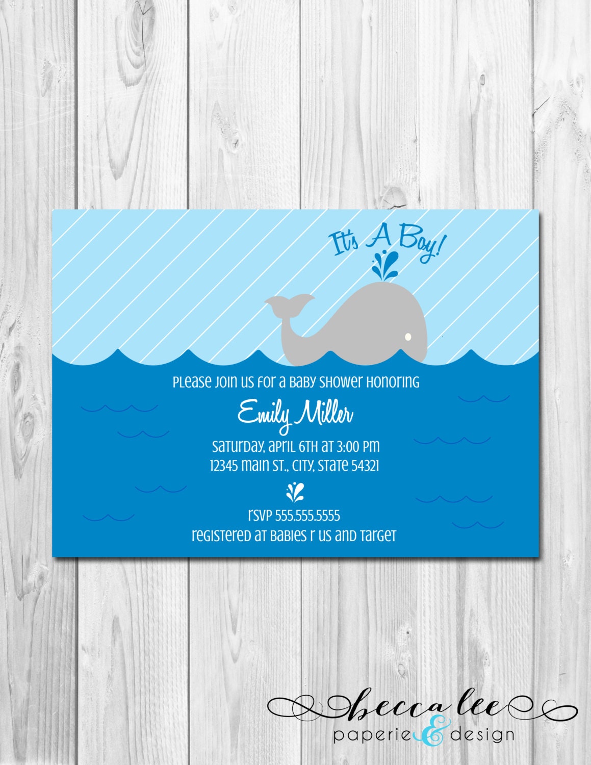 Little Whale Baby Shower Invitation - Baby Blues - DIY - Printable Il_170x135