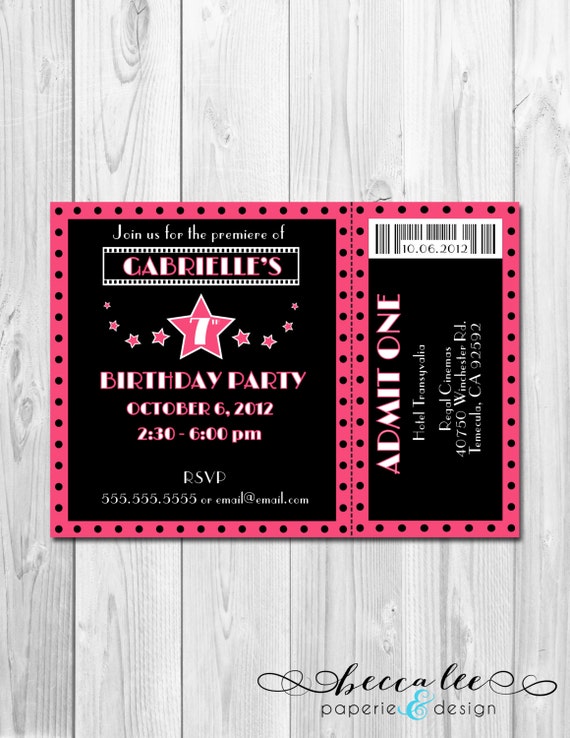 Movie Theme Birthday Party Invitation - DIY - Printable Il_570xn