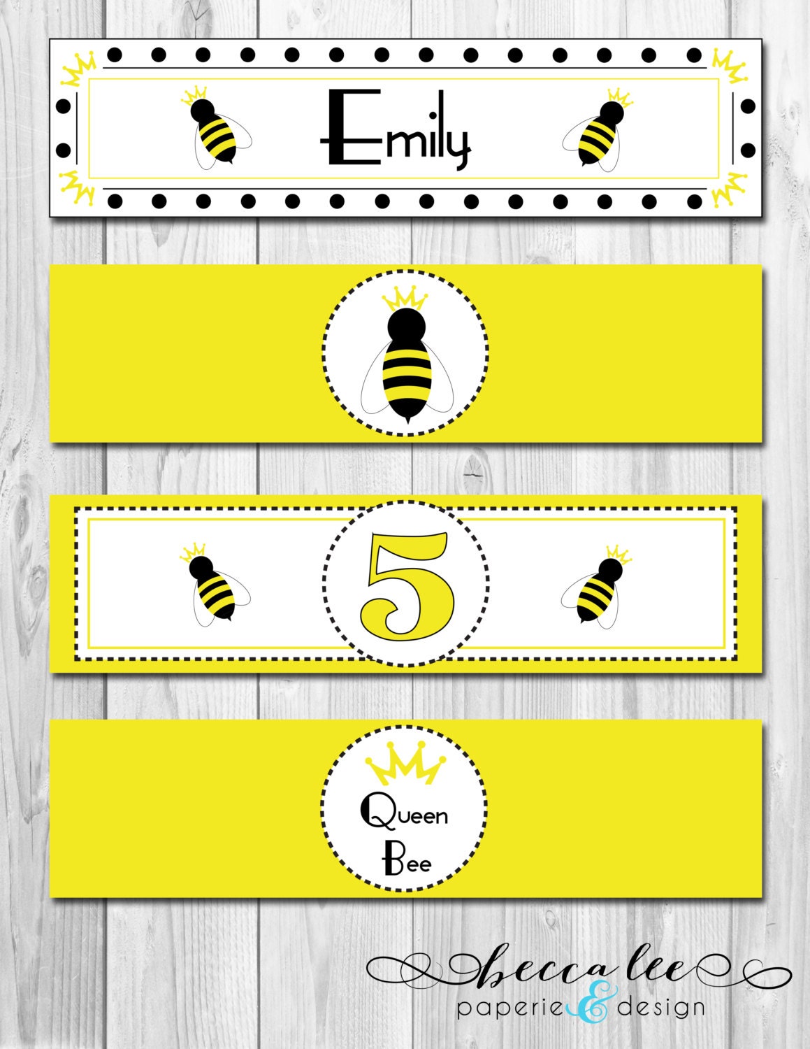 Queen Bee Theme Water Bottle Labels - DIY - Printable Il_570xn