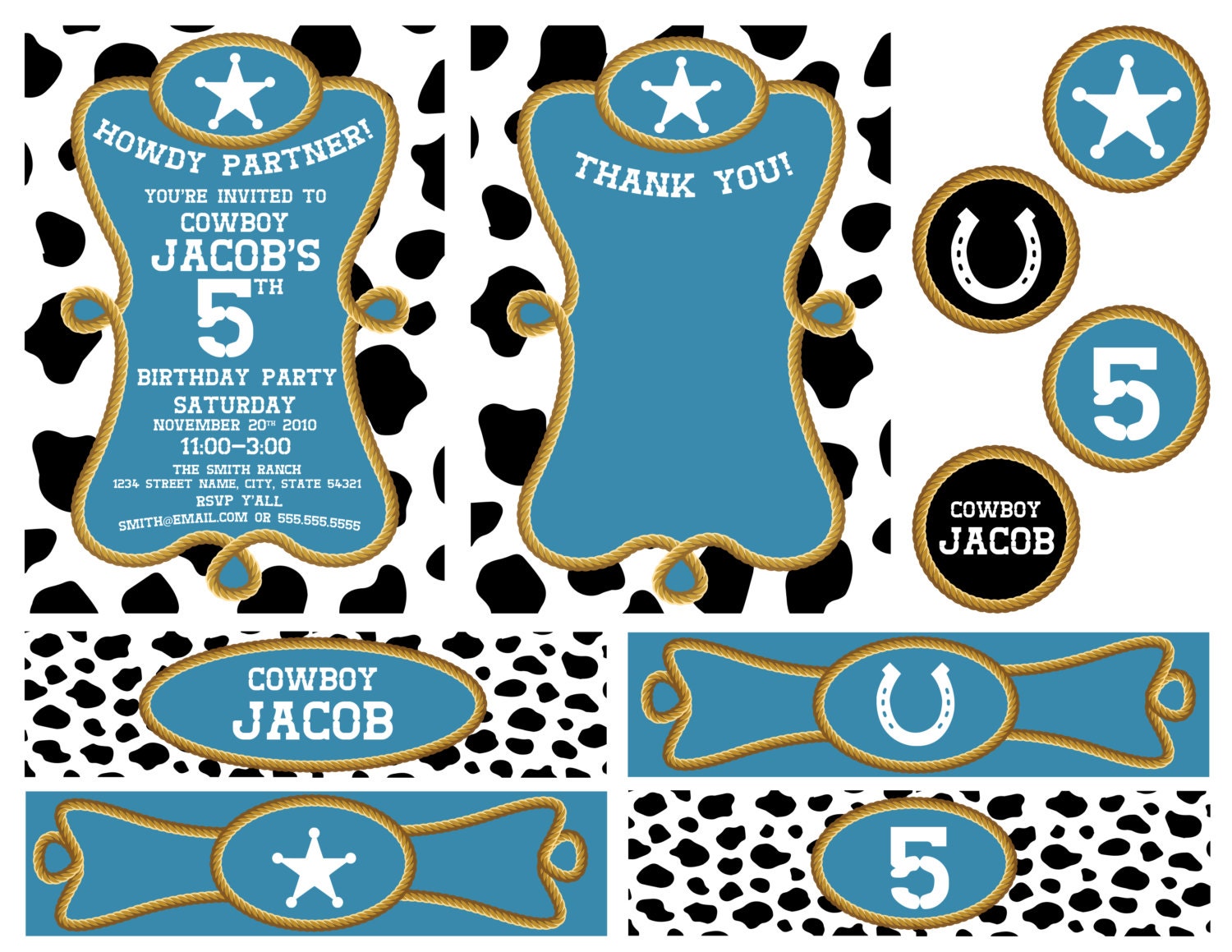 Cowboy - Blue - Party Pack - DIY - Printable Il_570xn