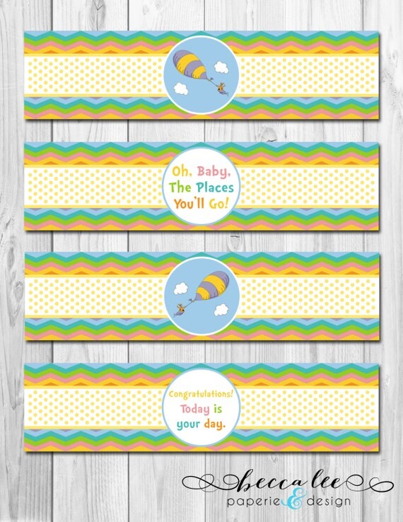 Water Bottle Labels - The Places You'll Go Chevron Stripe - DIY - Printable Il_570xn