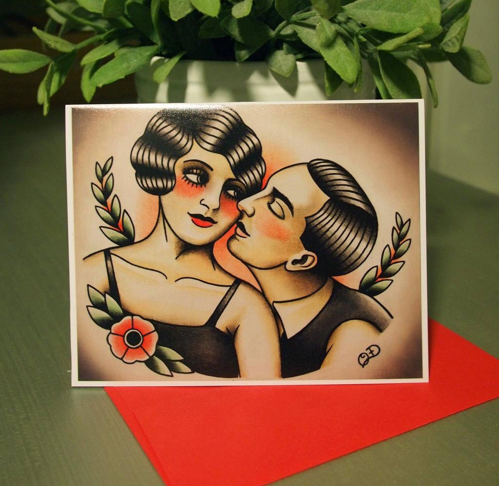 1920's Lovers Romance Blank Note card