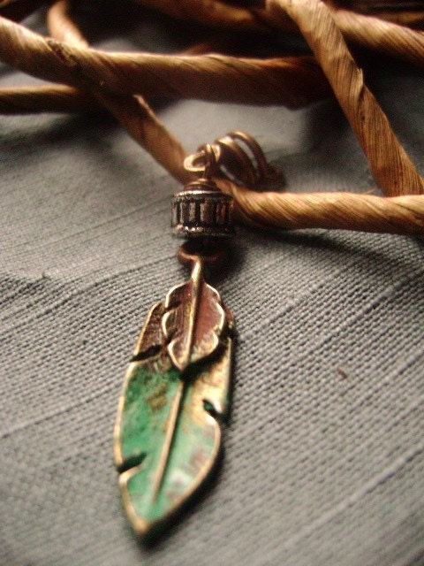 Brass Feather Loc Slide- Verdigris Patina- Dreadlock Accessory-Natural Hair-Sisterlocks-Extension Accessories-Boho-Hippie