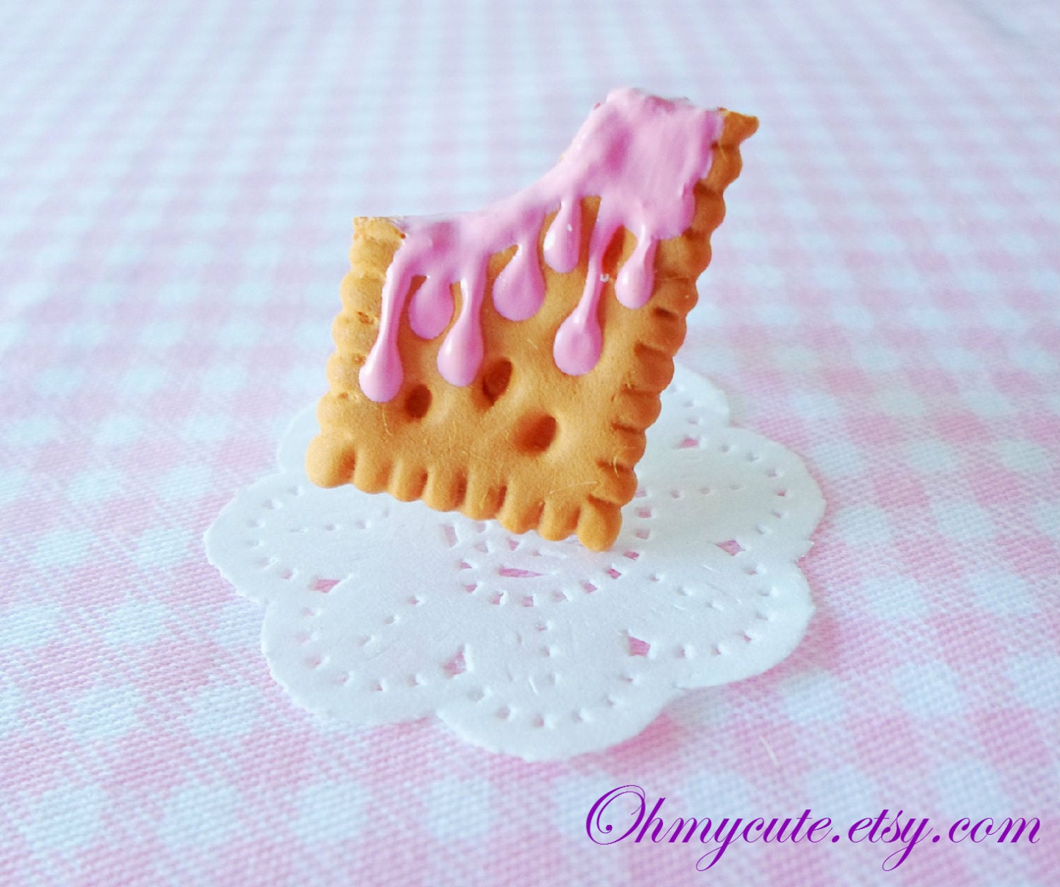 Strawberry Creamy Biscuit - Sweet Deco Decoden Cute Kawaii Handmade Miniature Sweet Jewelry