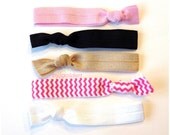 Pink Chevron Hair Tie Set