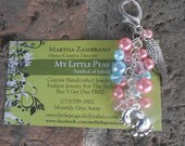 Unique Handmade Miscarriage Pregnancy and infant loss pink & Baby blue beaded Charm Keychain Upcycled With  Swarovski Crystals