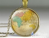 Eastern Hemisphere map pendant,necklace pendant,world map charm jewelry,map necklace charm,resin pendant- M8001CP