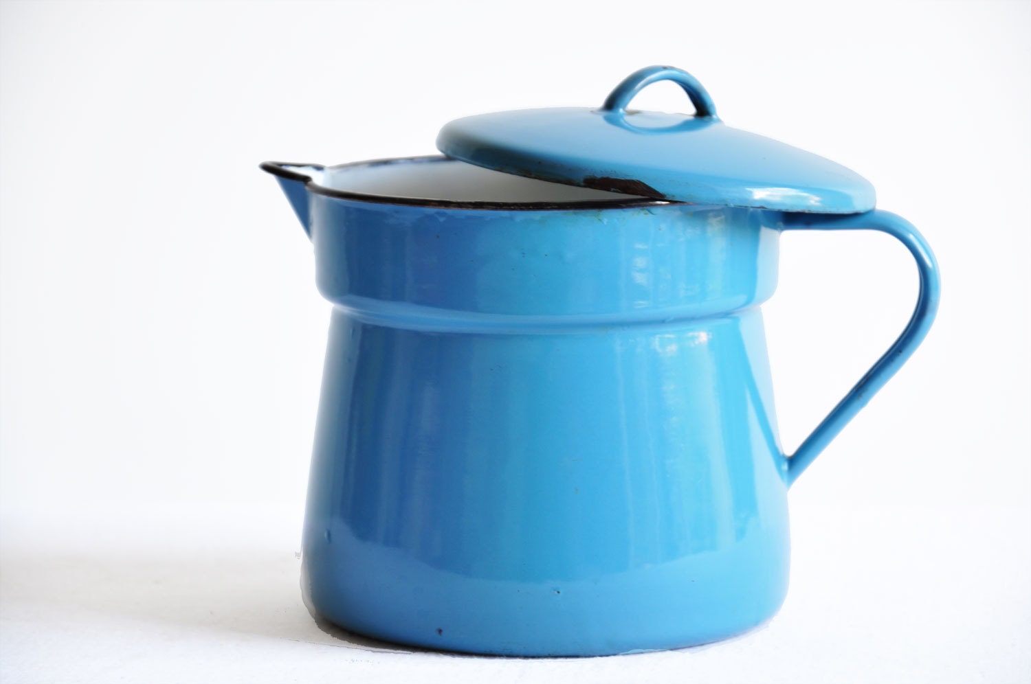 Vintage Blue Enamel Kettle Cottage Chic