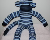 Blue Striped Sock Monkey