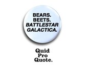 The Office- Dwight Schrute Jim Halpert - Bears. Beets. Battlestar Galactica. - pinback button