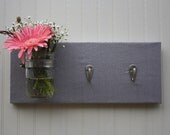 Silver Fabric Covered Modern Rustic Mason Jar Wall Vase