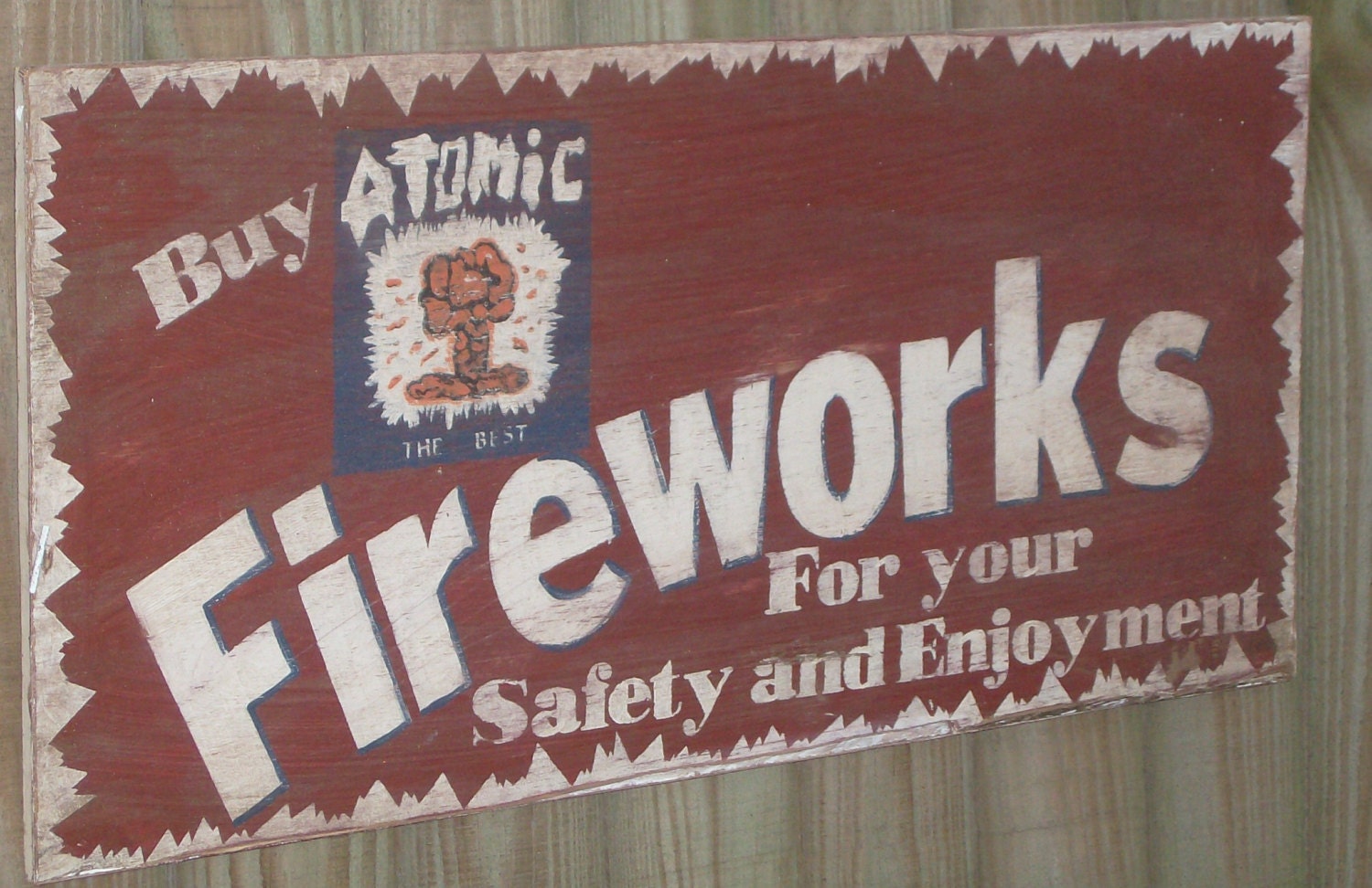 Hand painted and distressed Vintage look advertising sign 4th of July