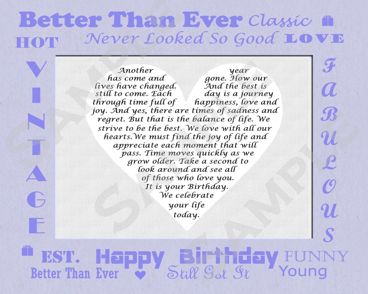 Birthday Gift Poem 8 X 10 Print Personalize It Yourself INSTANT DOWNLOAD