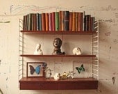 Mid Century Teak Swedish Wall Shelving Unit with Drawer - RESERVED for JUDI