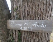 Bride & Groom (names and wedding date) Rustic wedding sign   made from reclaimed wood