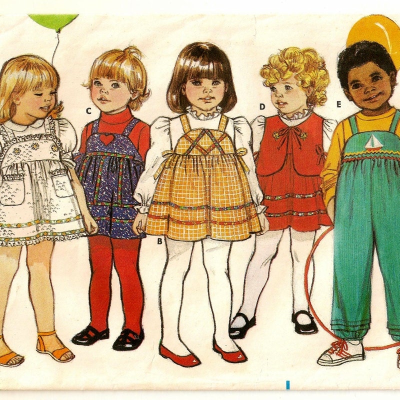 A Jumper, Overalls and Vest Pattern - Toddler Sizes 1-2-3-4, Breast 20" - 23"