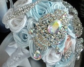 Light Blue, Blue Vapor, Ice Pink Brooch Bridal Bouquet