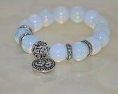 Moonstone Bracelet  , Gemstone Beaded Bracelet ,  Healing Bracelet, Yoga Bracelet, Mala OM cahrm FREE SHIPPING